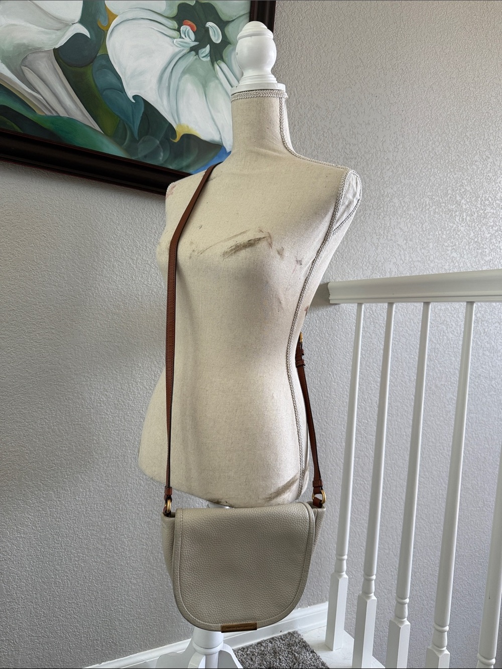 Marc by Marc Jacob Cream/Ivory Pebbled Leather Saddle Crossbody bags